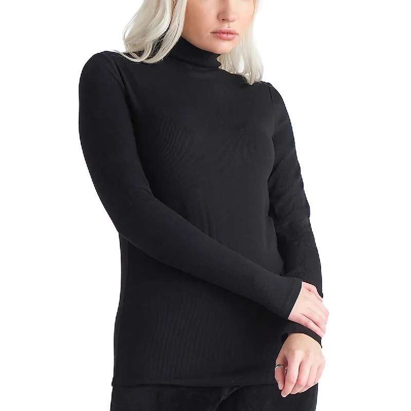 Stylish Looks Womens Solid Ribbed Knit Turtleneck Top