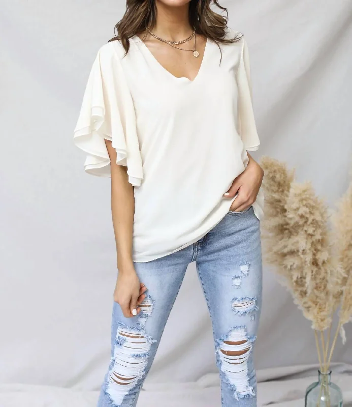 Luxury Fashion Double Layer Chiffon Top In Cream