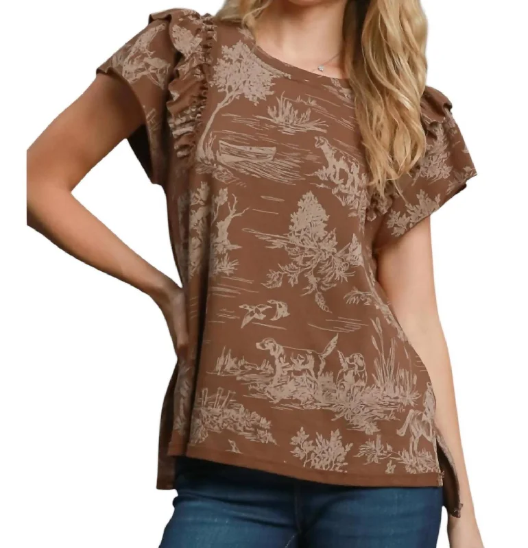 Relaxed Style Deals French Terry Top In Brown