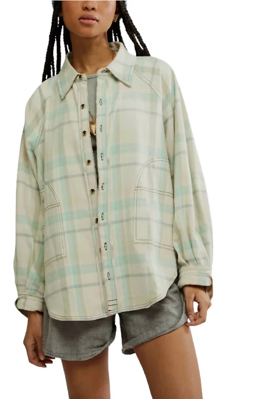 Limited Edition Girl Meets Boy Plaid Shirt In Tea Combo