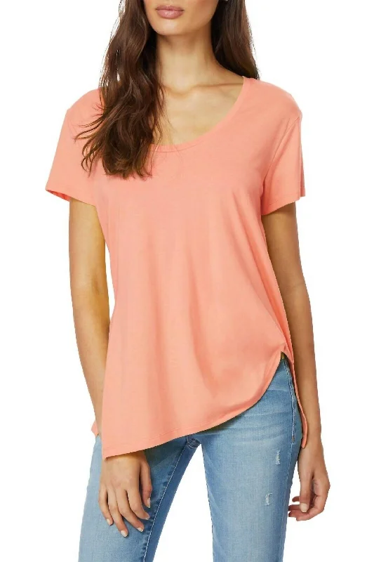 New Arrivals Tencel Cotton Asymmetrical Hem Tuck Shirt In Orange