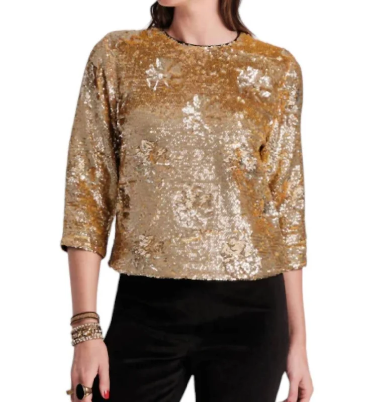 Affordable Trendy Fashion Taylor Sequin Top Floral In Gold