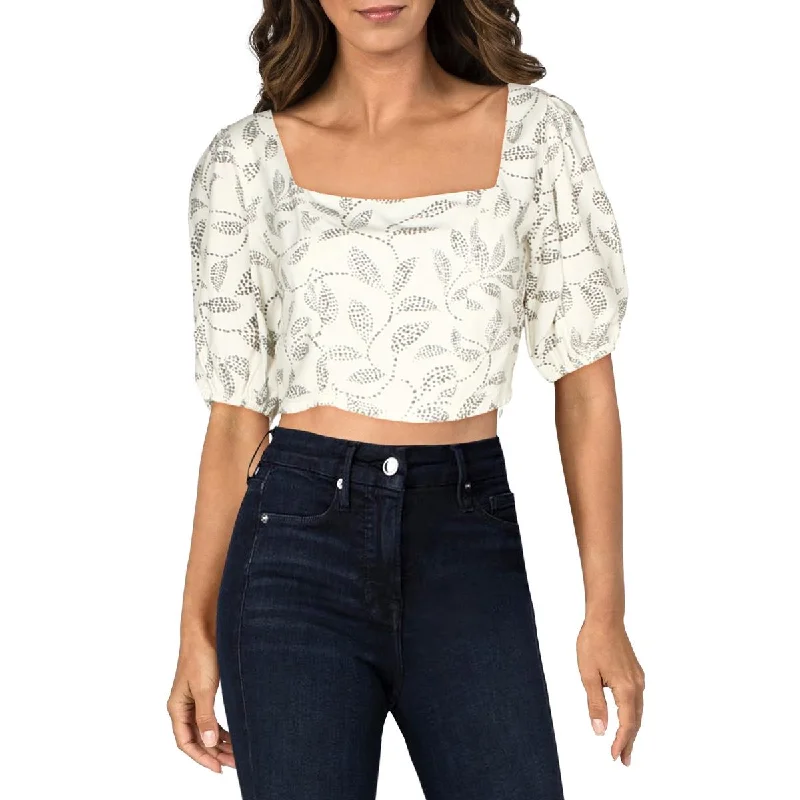 Clearance Event Womens Linen Blend Printed Off The Shoulder