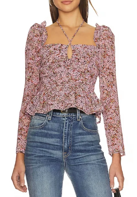 Chic Style, Always In Vogue Toni Top In Black Pink Floral