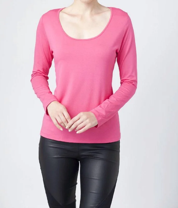 New In This Season Scoop-Neck Top In Fuchsia