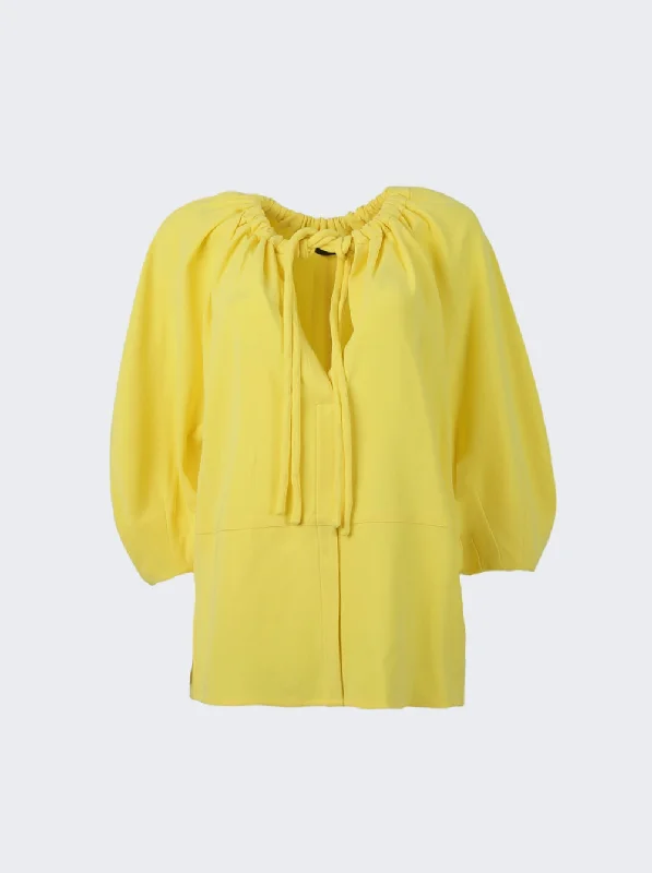 Ends Soon Proenza Schouler Matte Crepe V-Neck Top Yellow