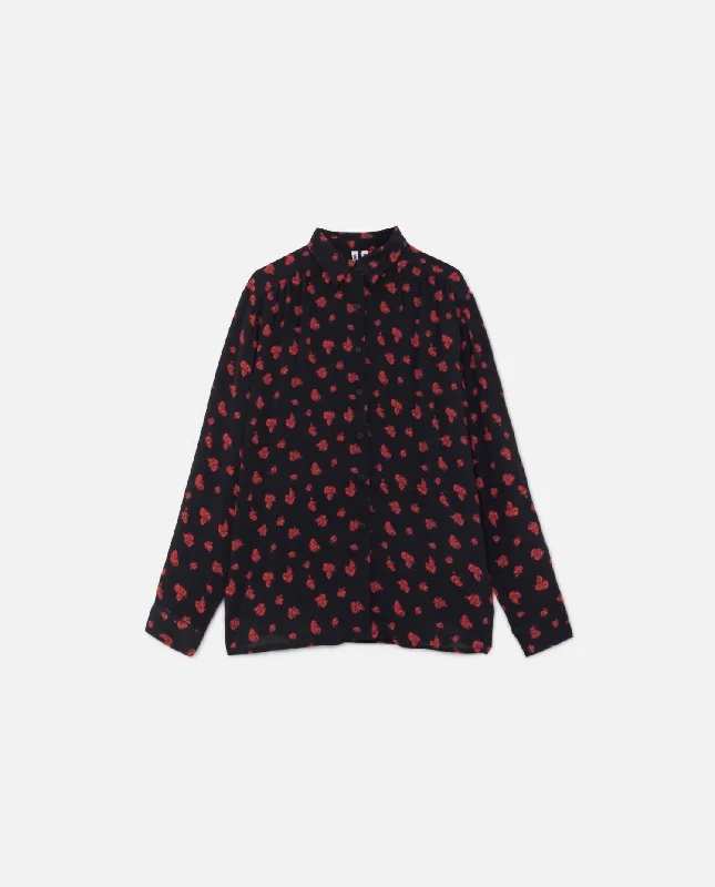 Unleash Your Style Fluid Shirt In Red Flower Print