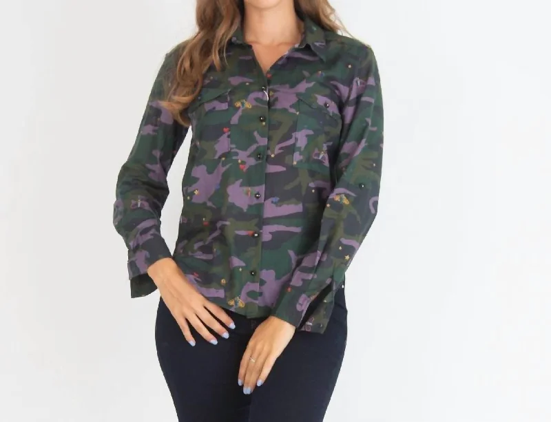 Final Sale Gabriella Shirt In Camouflage Butterfly