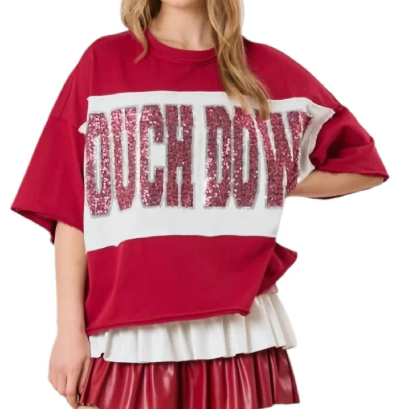 Trendy Styles Touch Down Sequin Shirt In Crimson