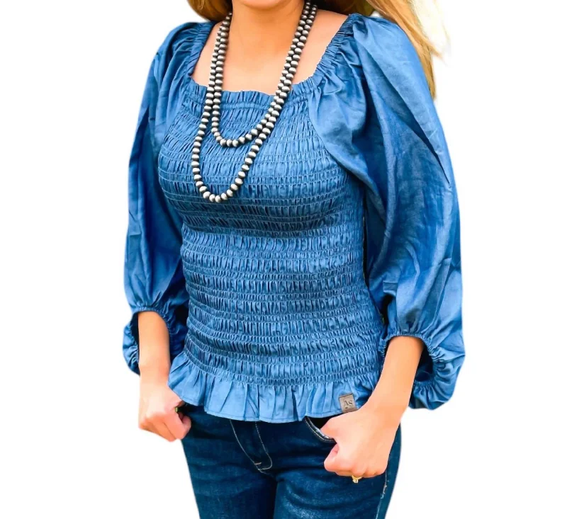 Holiday Attire Sale Darling Top In Dark Blue