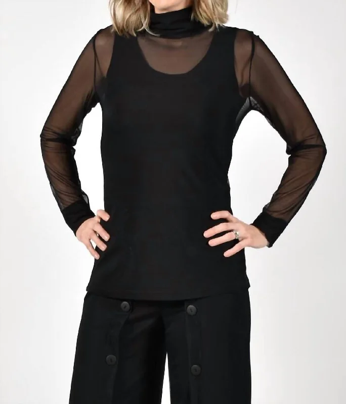 Trendy Looks On Sale Sheer Black Turtleneck