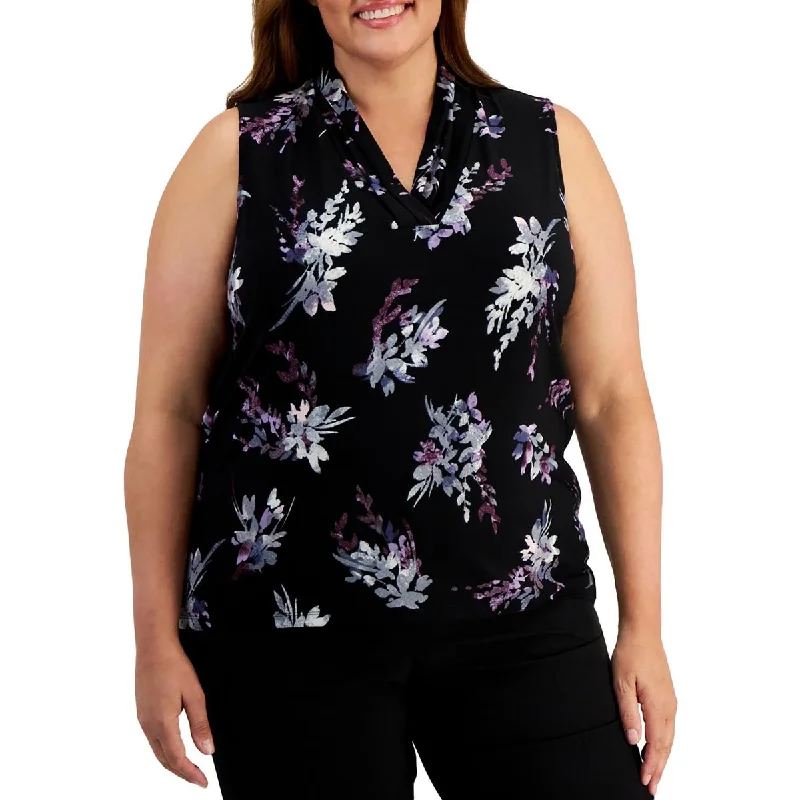 Smart Casual Deals Plus Womens Floral Print Polyester Shell