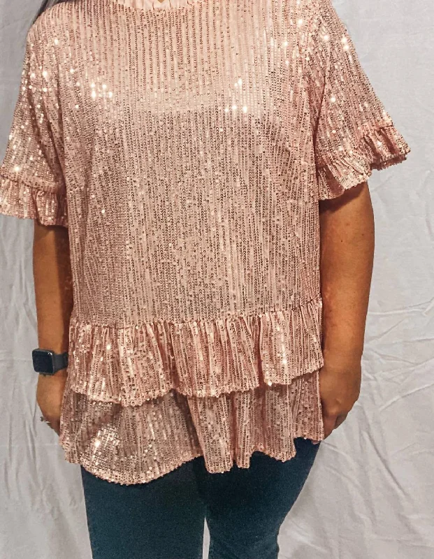 Minimalist Fashion Sale Sequin Sparkly Top In Light Pink