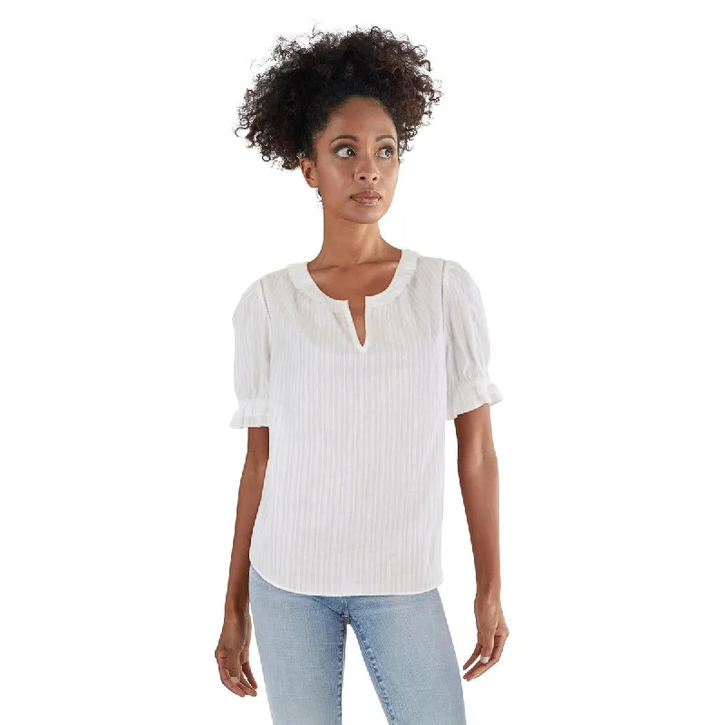 Fashionista Favorites Womens Ruffled V Neck Peasant Top