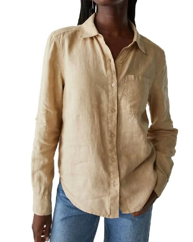 Trend Leading Collection Spencer Linen Shirt In Natural