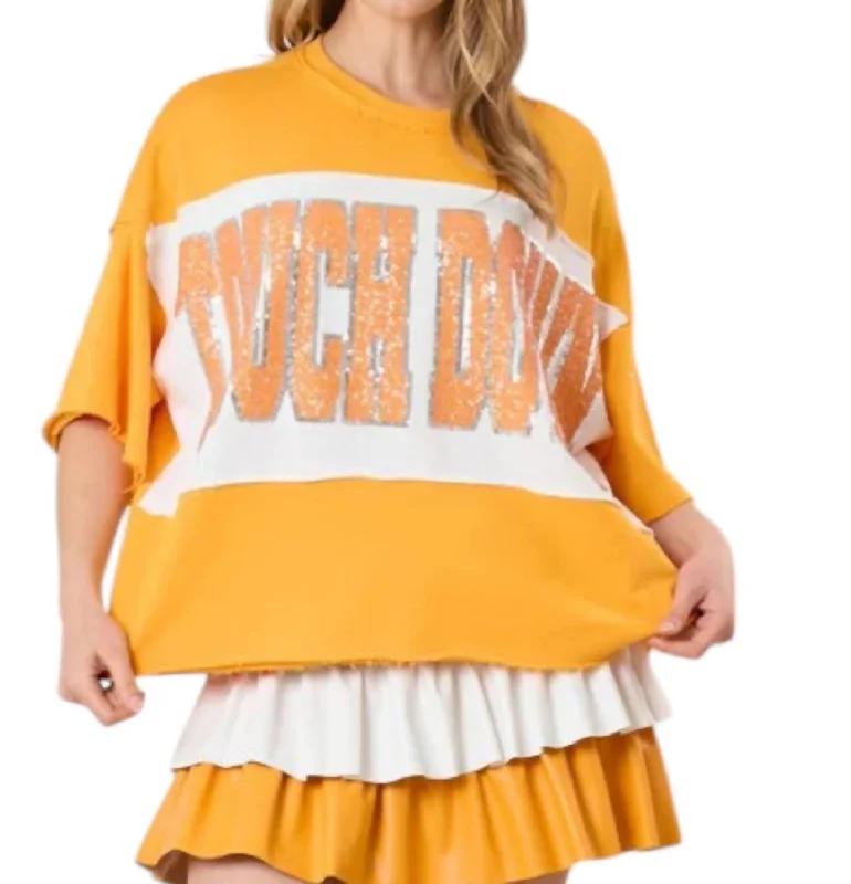 Chic Styles Touch Down Sequin Shirt In Orange