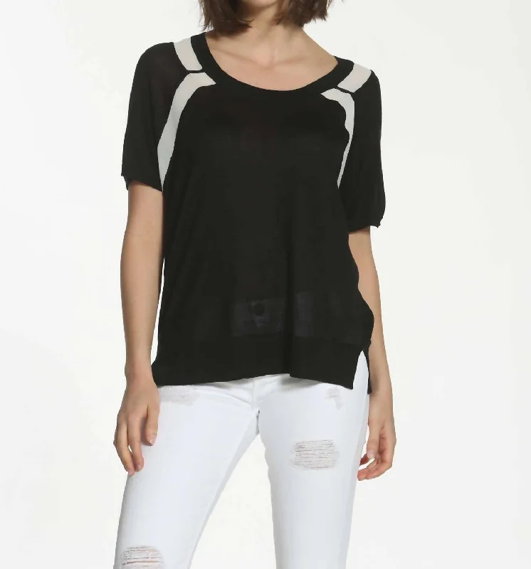 End-Of-Season Clearance Sheer Trim Scoop Top In Black