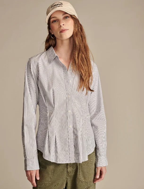 Fashion-Forward Lucky Brand Women's Stripe Peplum Buttondown Core Shirt