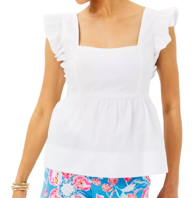 Imeless Style Tiana Babydoll Cotton Top In Resort White