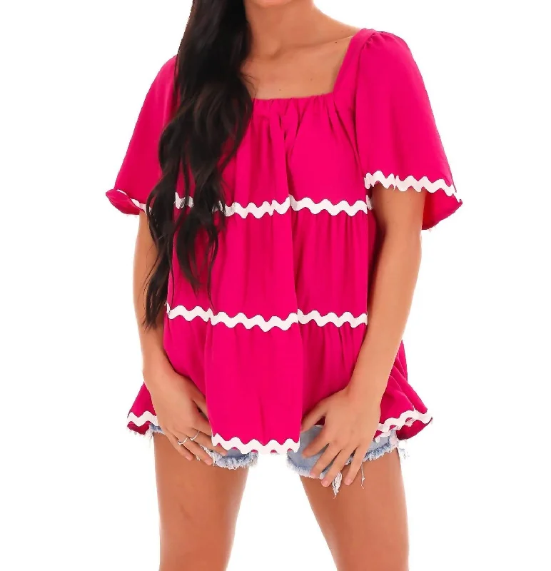 Fashion-Forward All I Want To Do Tiered Top In Fuchsia