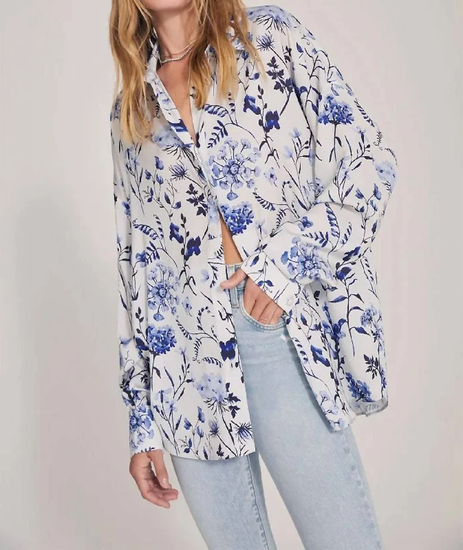 Browse Our Top Products The Ex-Boyfriend Shirt In Blue/white Multi Floral