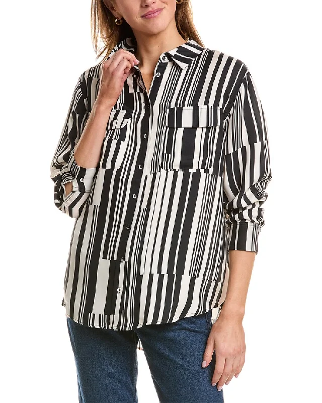 Trendy Street Style Johnny Was Kassie Double Pocket Silk Shirt