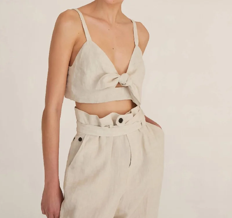 Unbeatable Prices Paloma Linen Tie Front Top In Flax