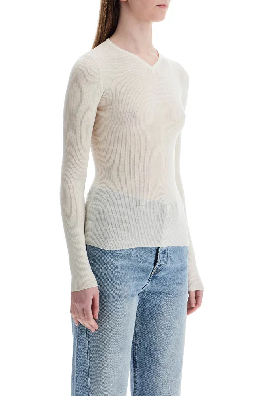 Stylish Savings Khaite Glaze Color Wool Top With V-Neck