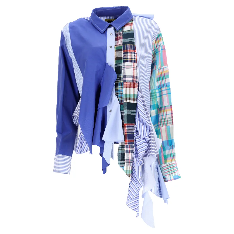 Hot Deals Marques Almeida Patchwork Asymmetric Shirt in Multicolor Cotton