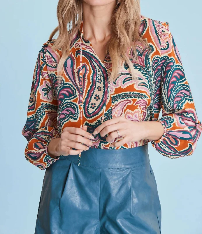 Trendy Looks On Sale Maggie Paisley Silk Top In Multi