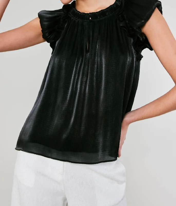 Minimalist Fashion Sale Satin Weave Top In Black