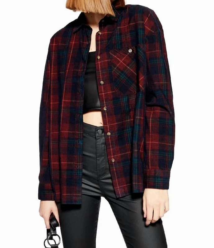 Bold Style Discounts Plaid Corduroy Shirt In Multicolor