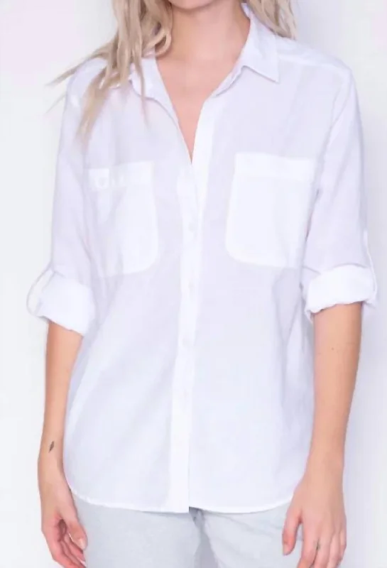 Chic And Trendy Safari Shirt In White