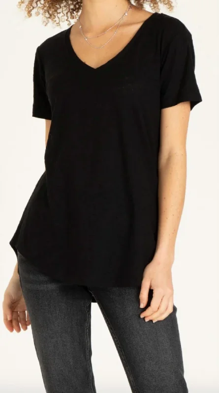 Limited Stock Valentina Slub V Neck In Black