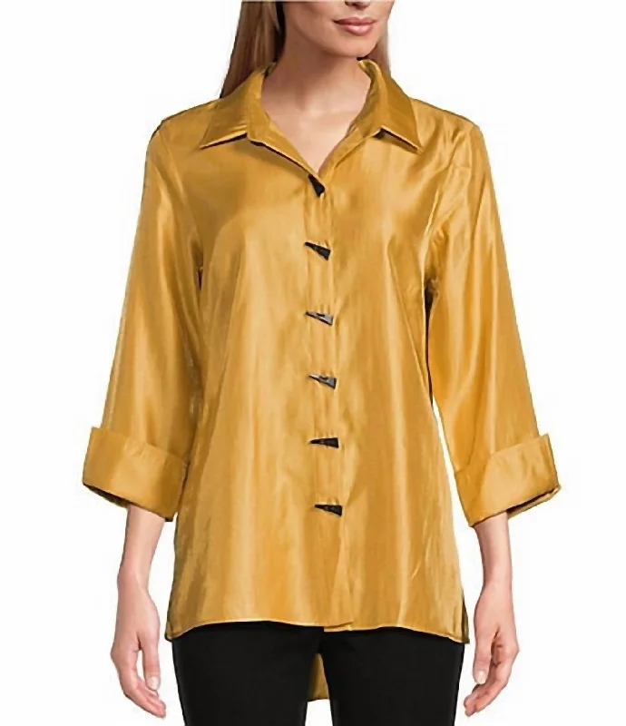 Flirty Fashion Discounts Rising Horizon Shirt In Dark Gold