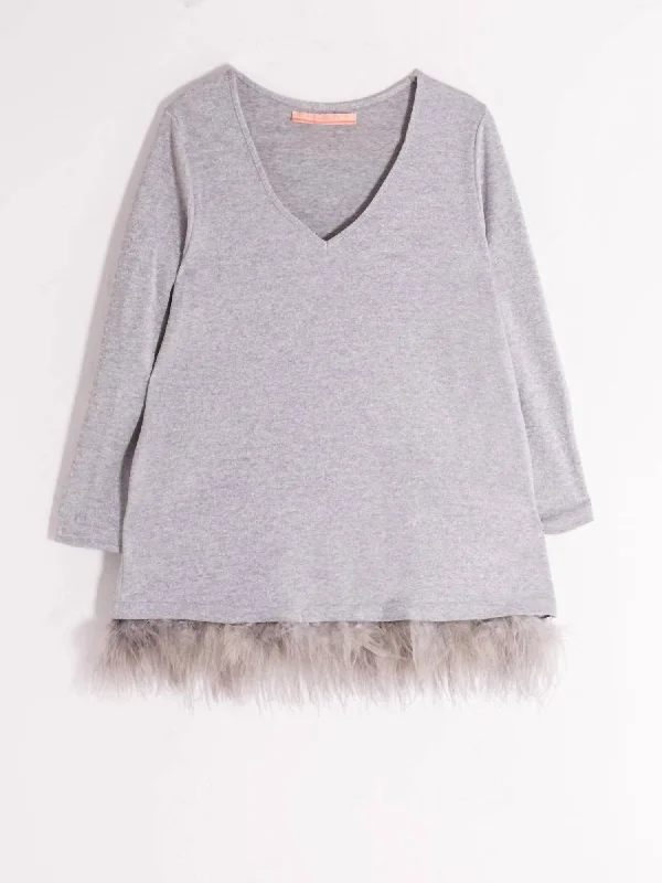 Best Sellers Feather Bottom Top In Grey Silver