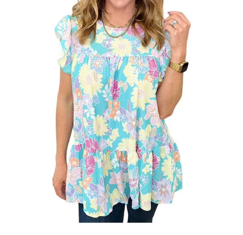 Relaxed Style Deals Understanding The Assignment Top In Teal Floral