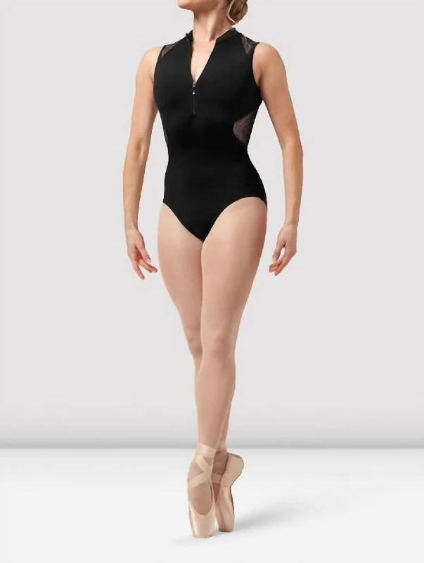 Absurdly Cheap Sale Harper Zip Front Leotard In Black