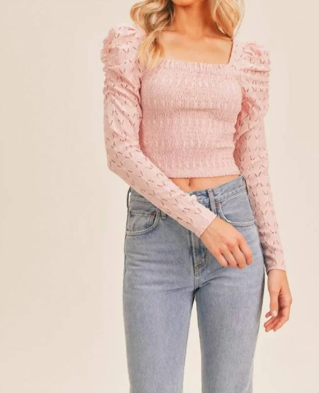 End Of Season Sale Mimi Puff Sleeve Top In Rose Pink