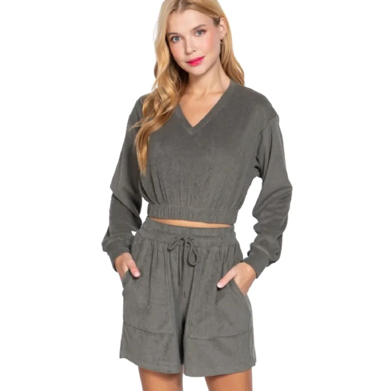 Style Without Limits Elasticized Hem Terry Towelling Top