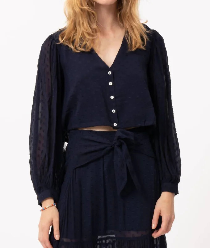 Cozy Comfort Style Sale Nydia Top In Navy