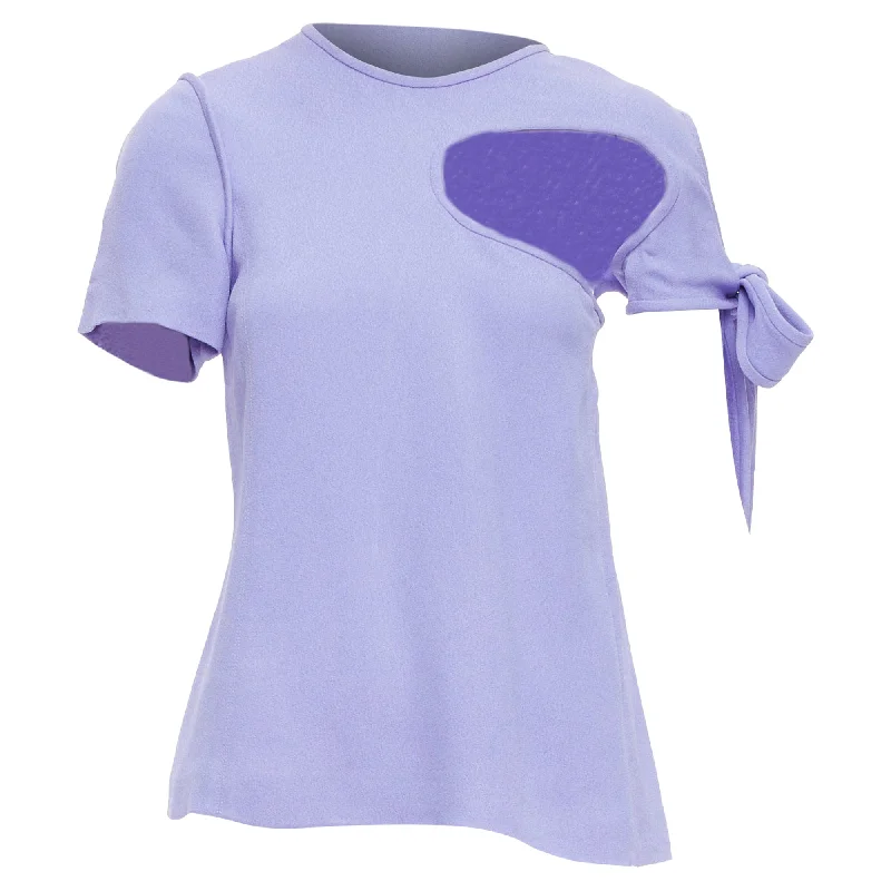 The Latest Fashion Trends Celine lavender tie sleeve cut out top