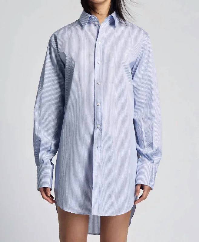 Classy Style Discounts Marcella Long Shirt In White/blue