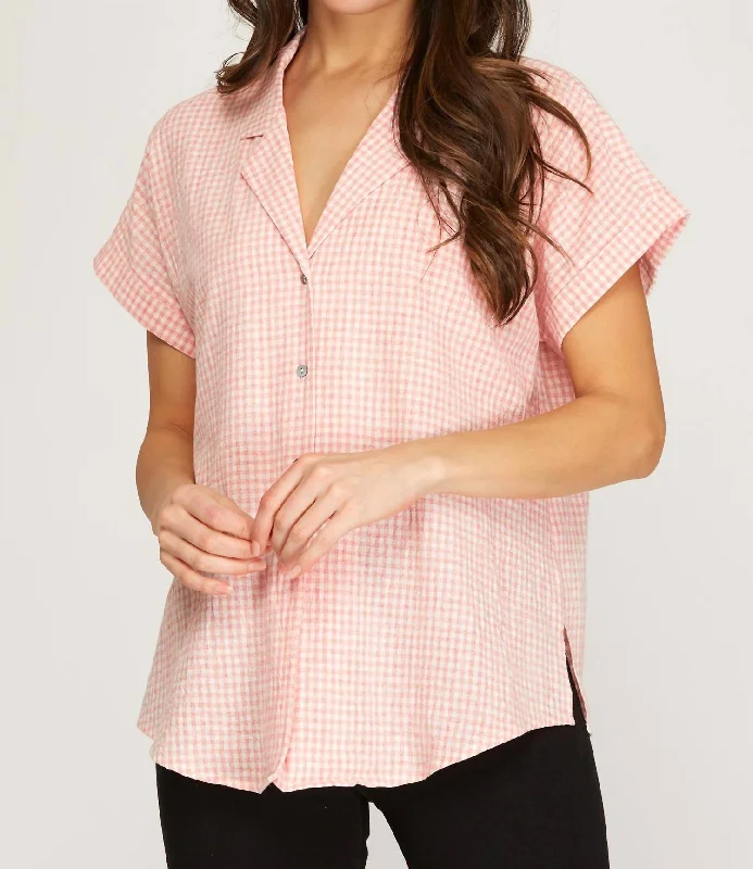 Limited Time Plaid Button Up In Pink