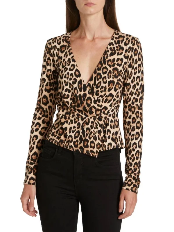 Final Sale Good Touch Wrap Top In Leopard