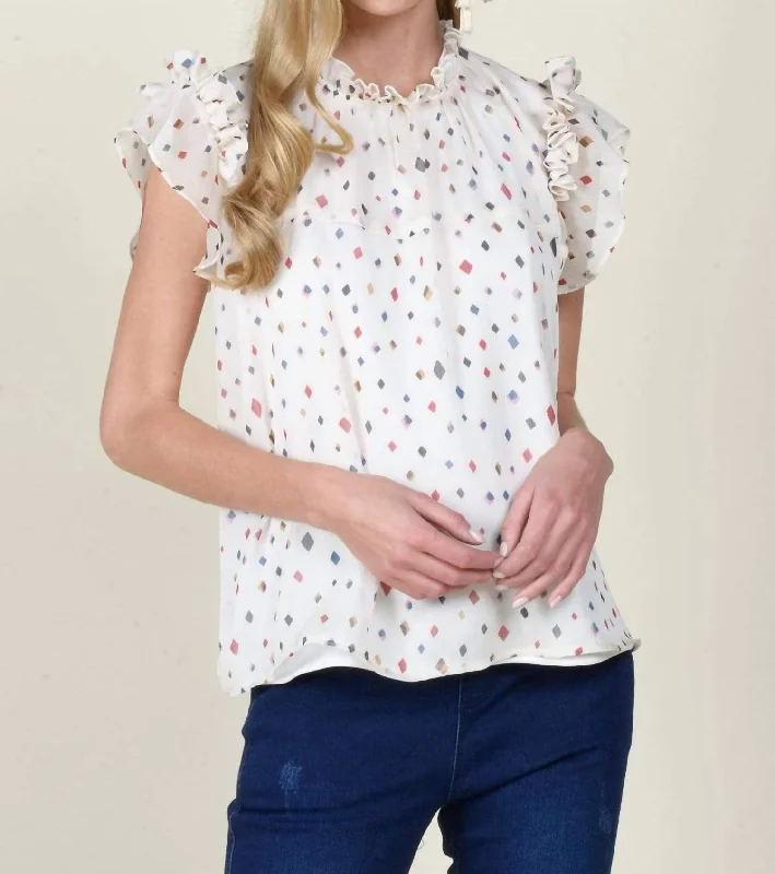 Cozy Chic Promotions Heidi Chiffon Top In Funfetti Print