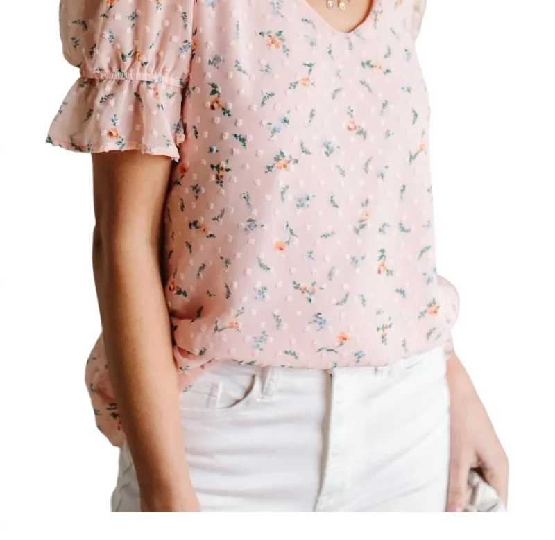 Dive Into Trendy Styles Swiss Dot Top In Pink