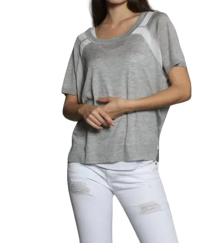 Exclusive Discounts Sheer Trim Scoop Top In Grey