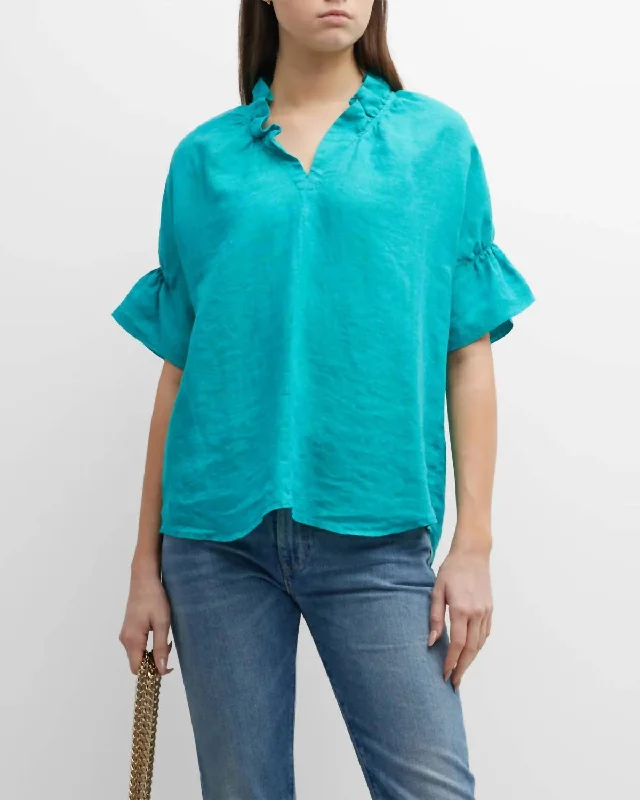 Hot Brand Discounts Crosby Top In Jade Linen