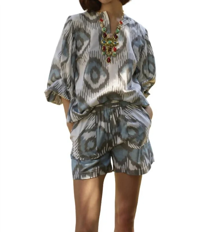 Refined Fashion Sale Grand Bazaar Top With Tassels In Blue Evil Eye